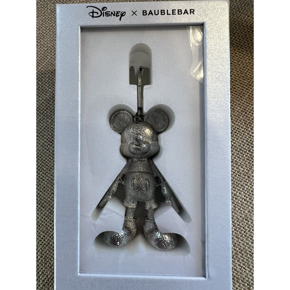 Disney X Baublebar Silver Mickey Mouse Bag Charm Keychain-Rare/HTF - Picture 8 of 8